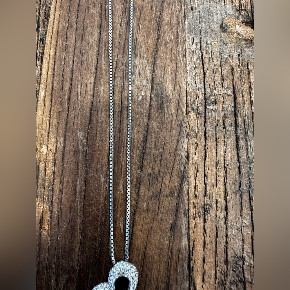 Heart Pendant Necklace - Silver Crystal Heart Necklace - Picture 2 of 5